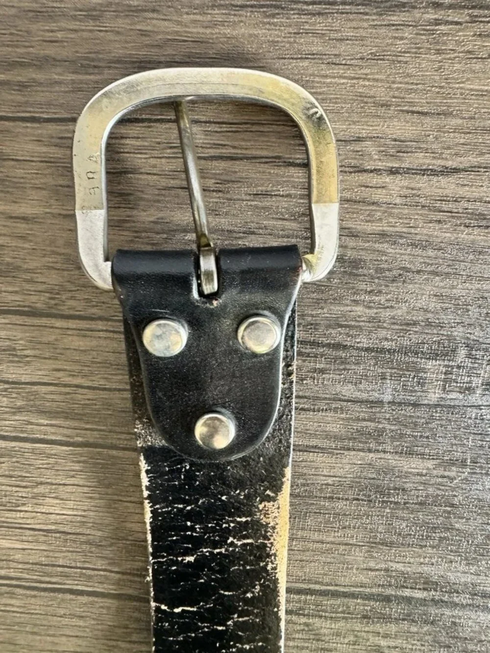 Distressed Black Leather Basketweave Belt Western 38